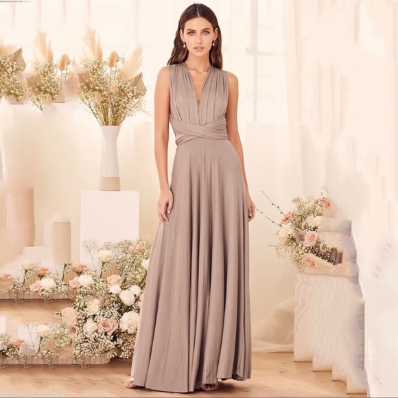 Lulus Dresses & Skirts - Lulu’s Tricks of the Trade Taupe Maxi Dress M